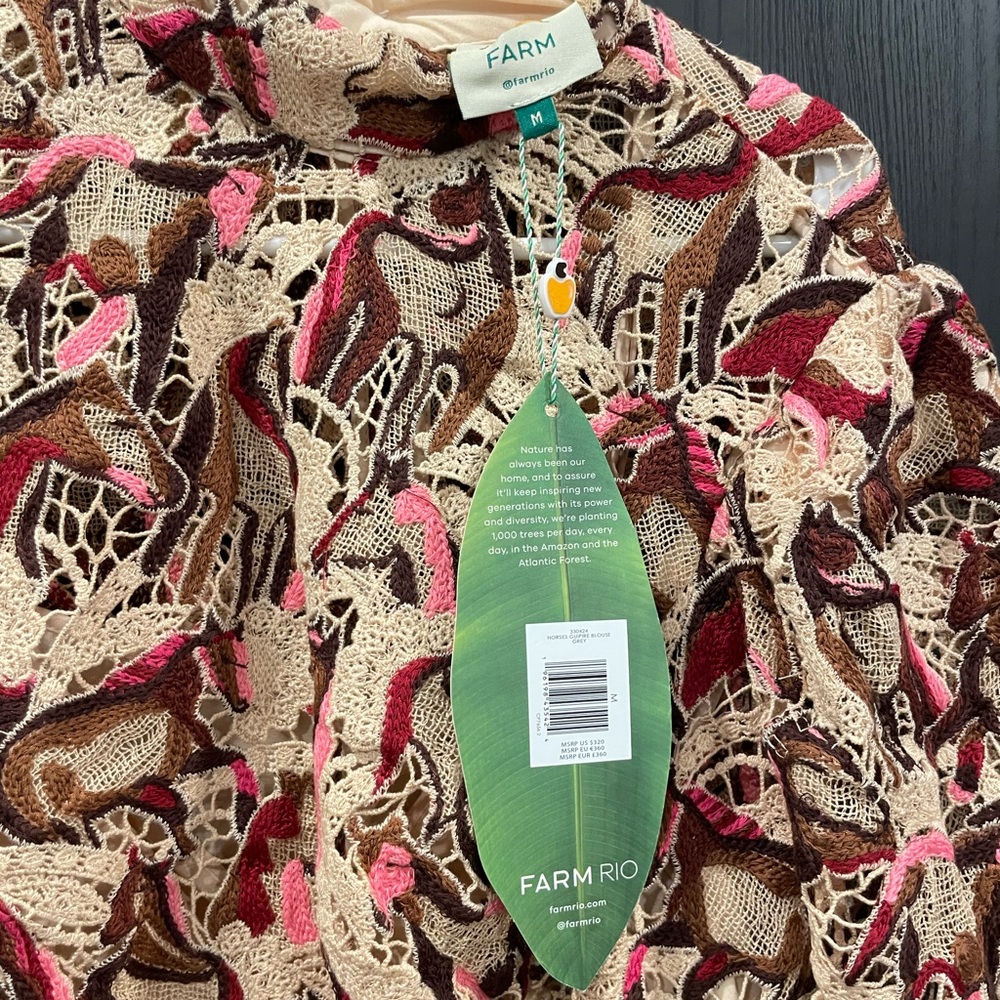 FARM Rio Pink and Brown Patterned Blouse - Picture 9 of 9